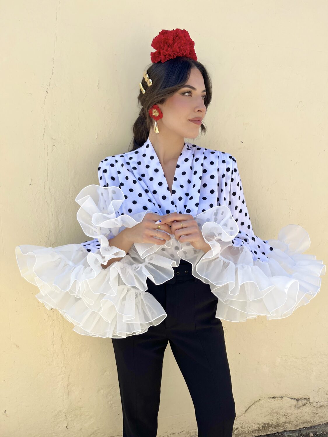 Blusa cruzada lunares y volantes - Imagen 3