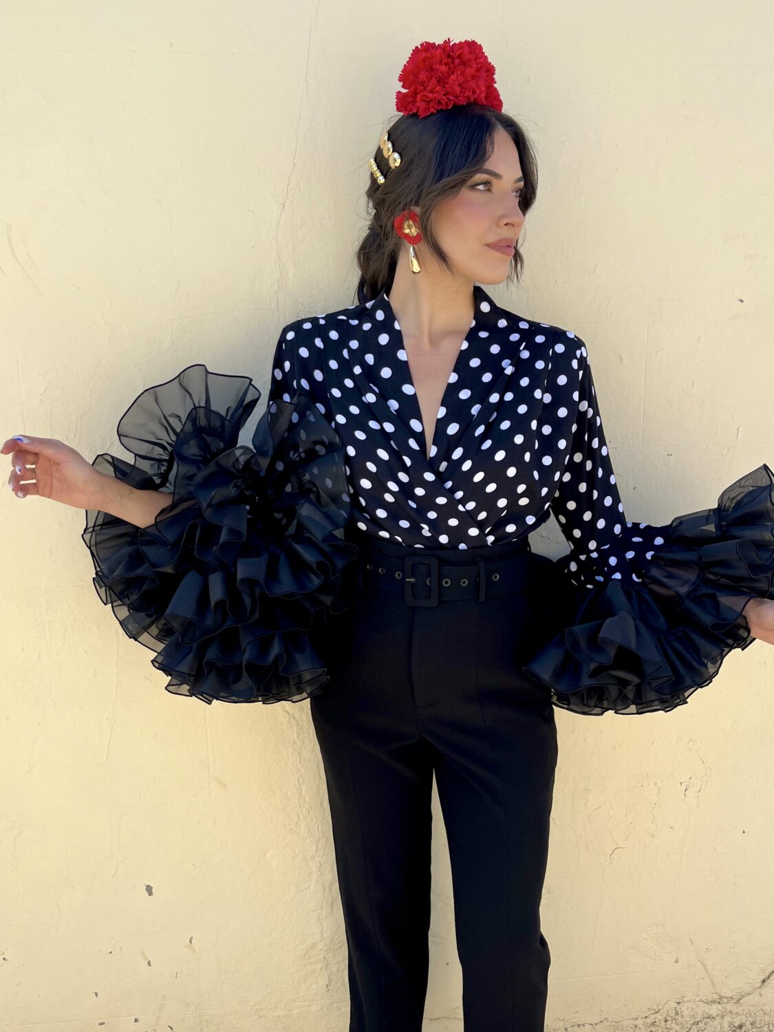 Blusa cruzada lunares y volantes - Imagen 4